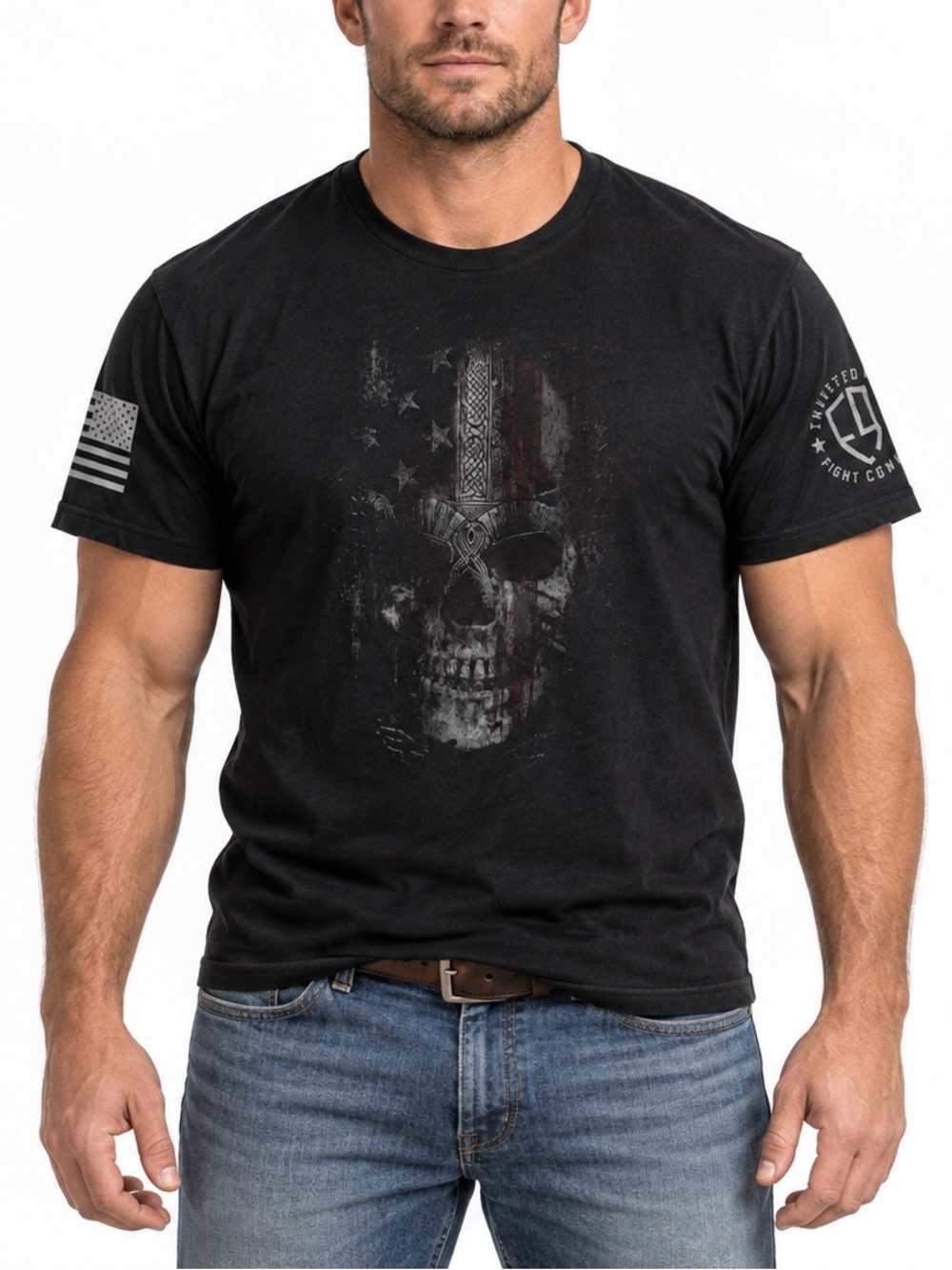 Grunt Style Enlisted Nine In Spades Skull Tee Mens XL Black Military American